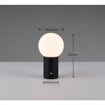 Tauris - Matt Black Rechargeable Table Lamp with White Glass