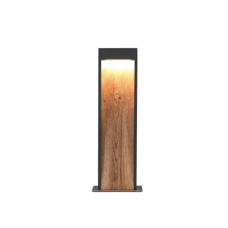 - Salmon - Anthracite LED Bollard with Wood Imitation Trio-546960135 - Salmon - Anthracite LED Bollard with Wood Imitation