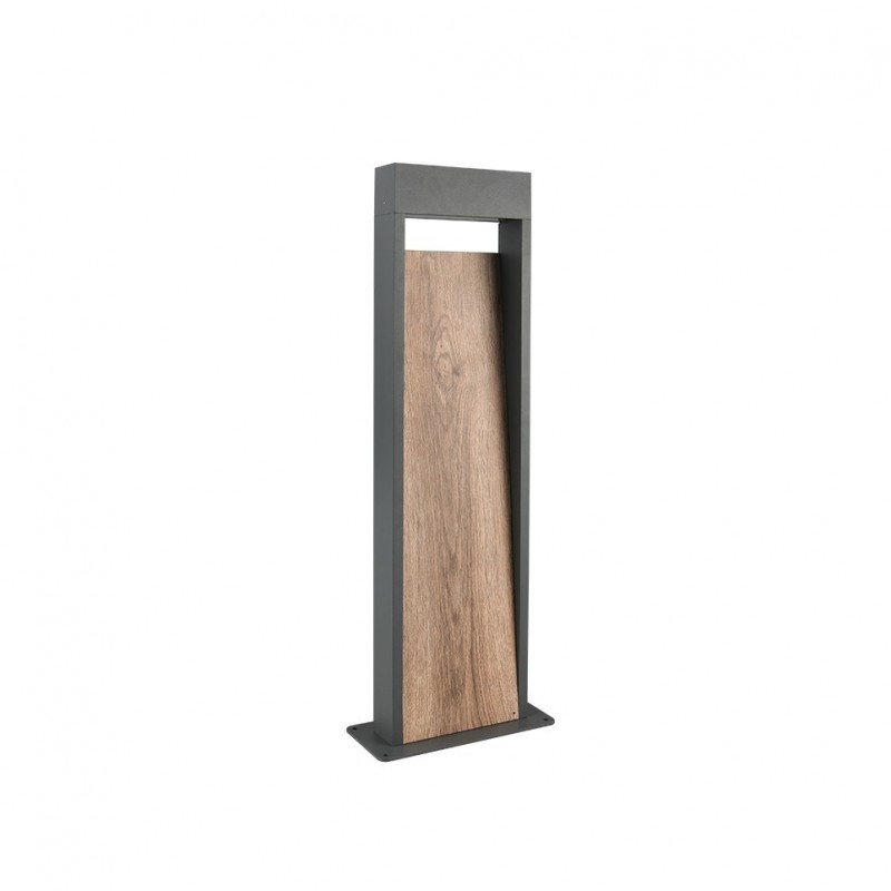 - Salmon - Anthracite LED Bollard with Wood Imitation Trio-546960135 - Salmon - Anthracite LED Bollard with Wood Imitation