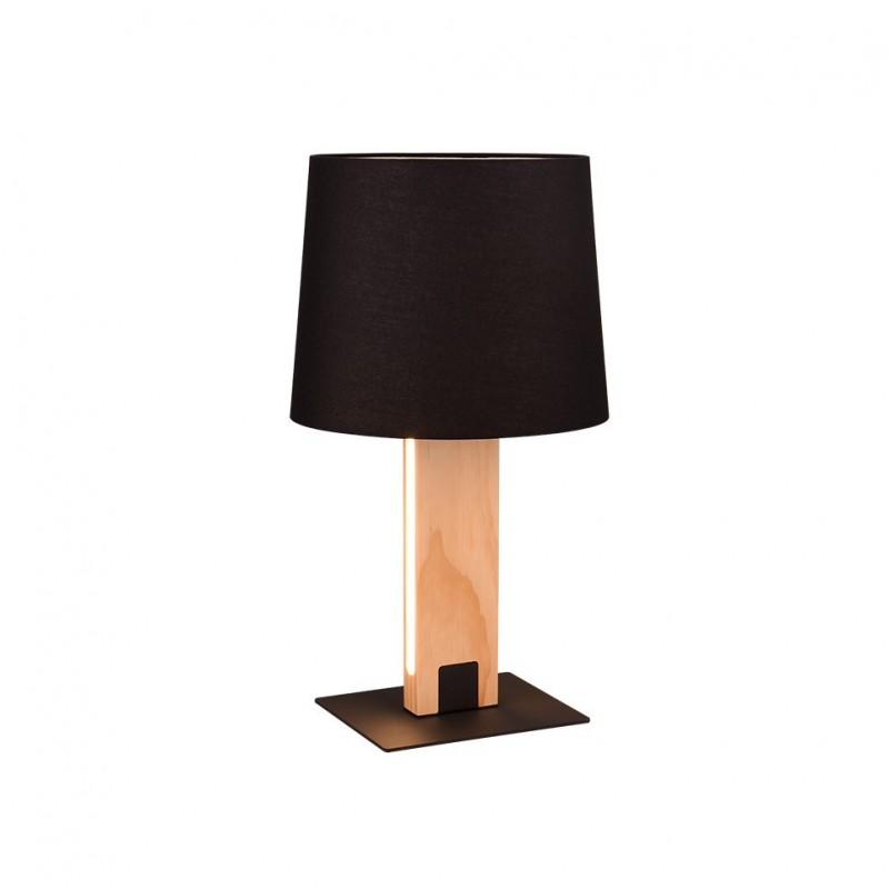 Trio-547610232 - Rahul - Wooden & Black Table Lamp with Black Shade