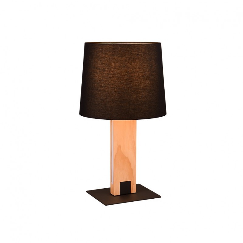 Trio-547610232 - Rahul - Wooden & Black Table Lamp with Black Shade