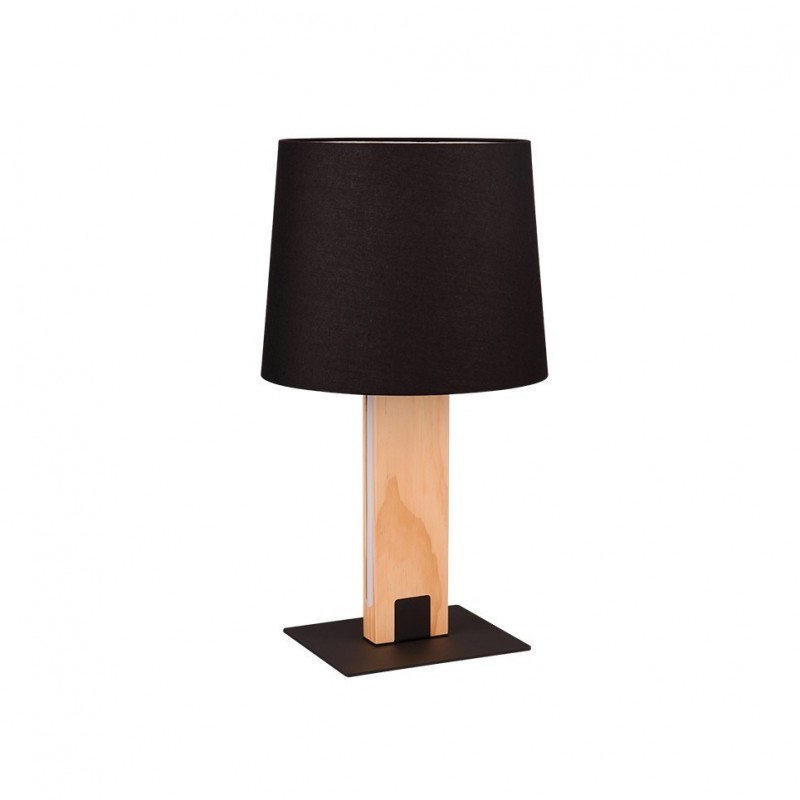 Trio-547610232 - Rahul - Wooden & Black Table Lamp with Black Shade