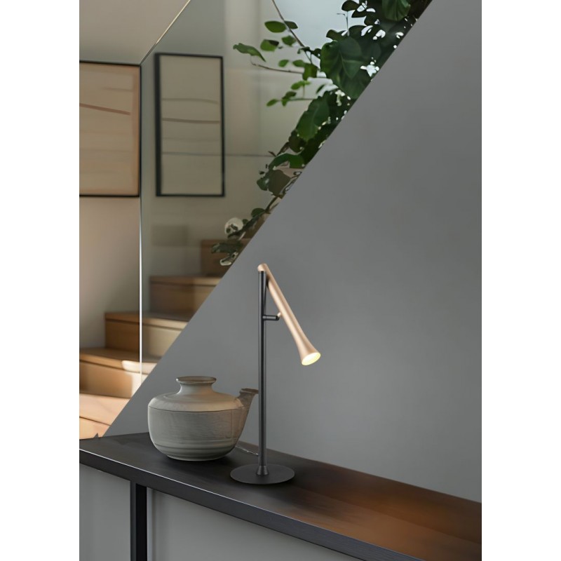 - Fiato - Matt Black CCT Table Lamp with Coffee Shade Trio-552010165 - Fiato - Matt Black CCT Table Lamp with Coffee Shade