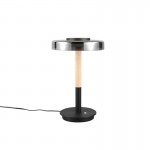 Celeste - Black & Wood LED Table Lamp with Smoked Glass
