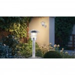 Ruvuma - Silver Bollard with Clear Glass Diffuser IP44
