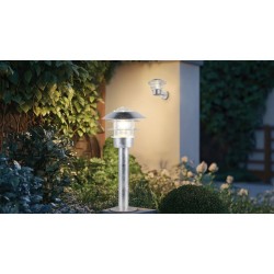 Ruvuma - Silver Bollard with Clear Glass Diffuser IP44