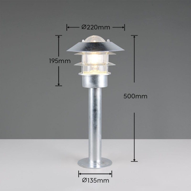 Trio-562060186 - Ruvuma - Silver Bollard with Clear Glass Diffuser IP44