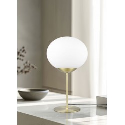 Fomento - Matt Brass Table Lamp with White Oval Glass