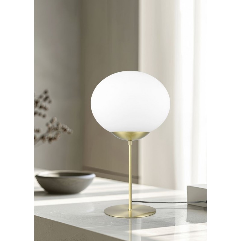 - Fomento - Matt Brass Table Lamp with White Oval Glass Trio-563100108 - Fomento - Matt Brass Table Lamp with White Oval Glass