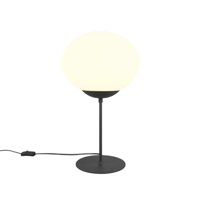 - Fomento - Matt Black Table Lamp with White Oval Glass Trio-563100132 - Fomento - Matt Black Table Lamp with White Oval Glass