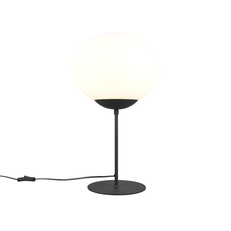 - Fomento - Matt Black Table Lamp with White Oval Glass Trio-563100132 - Fomento - Matt Black Table Lamp with White Oval Glass