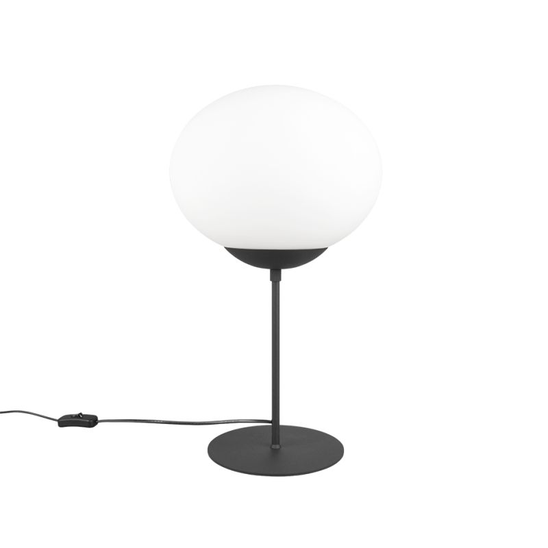 - Fomento - Matt Black Table Lamp with White Oval Glass Trio-563100132 - Fomento - Matt Black Table Lamp with White Oval Glass