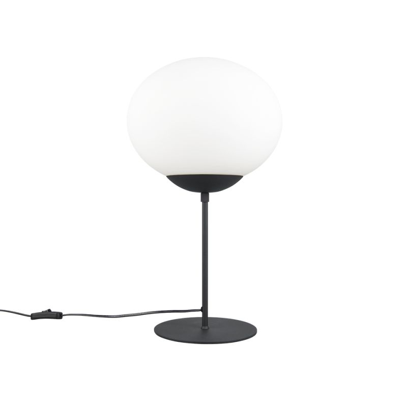 - Fomento - Matt Black Table Lamp with White Oval Glass Trio-563100132 - Fomento - Matt Black Table Lamp with White Oval Glass