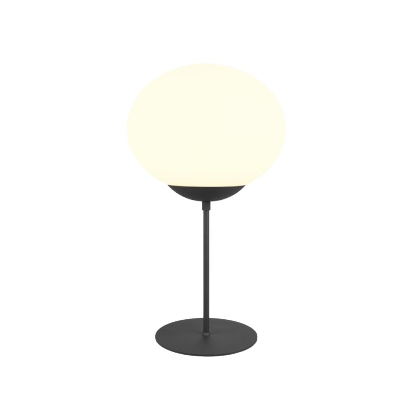 - Fomento - Matt Black Table Lamp with White Oval Glass Trio-563100132 - Fomento - Matt Black Table Lamp with White Oval Glass