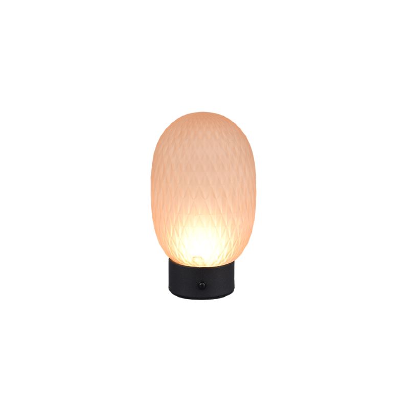 Trio-564210113 - Facette - Rechargeable Matt Black LED Table Lamp with Decorative Amber Glass