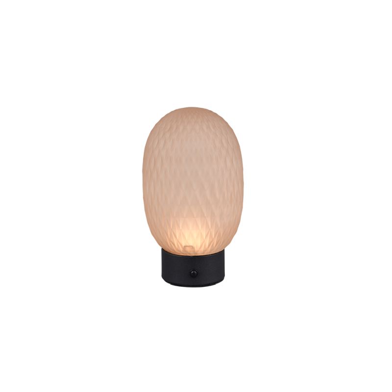 Trio-564210113 - Facette - Rechargeable Matt Black LED Table Lamp with Decorative Amber Glass