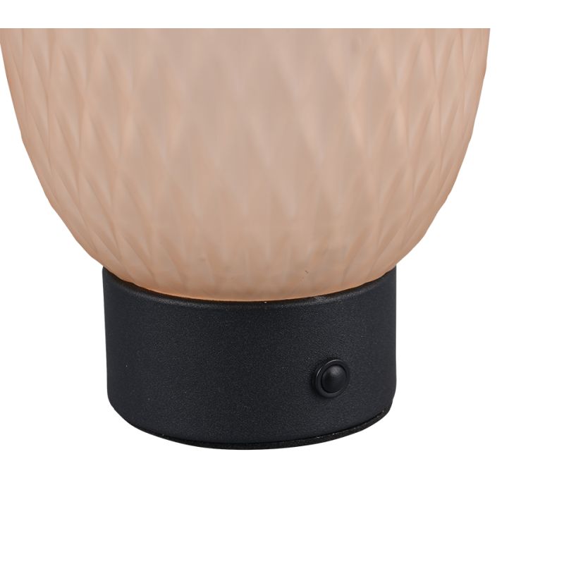 Trio-564210113 - Facette - Rechargeable Matt Black LED Table Lamp with Decorative Amber Glass