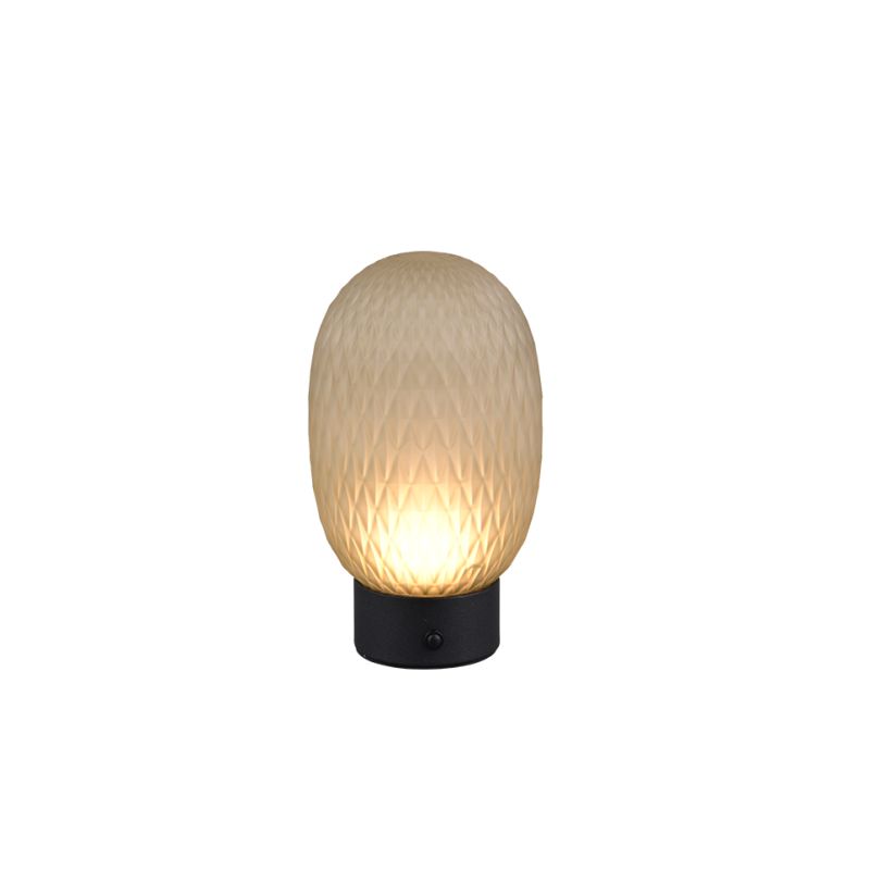 Trio-564210115 - Facette - Rechargeable Matt Black LED Table Lamp with Decorative Green Glass