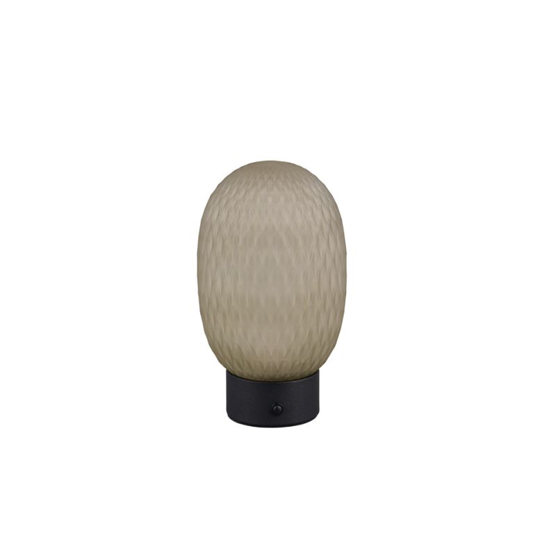 Trio-564210115 - Facette - Rechargeable Matt Black LED Table Lamp with Decorative Green Glass