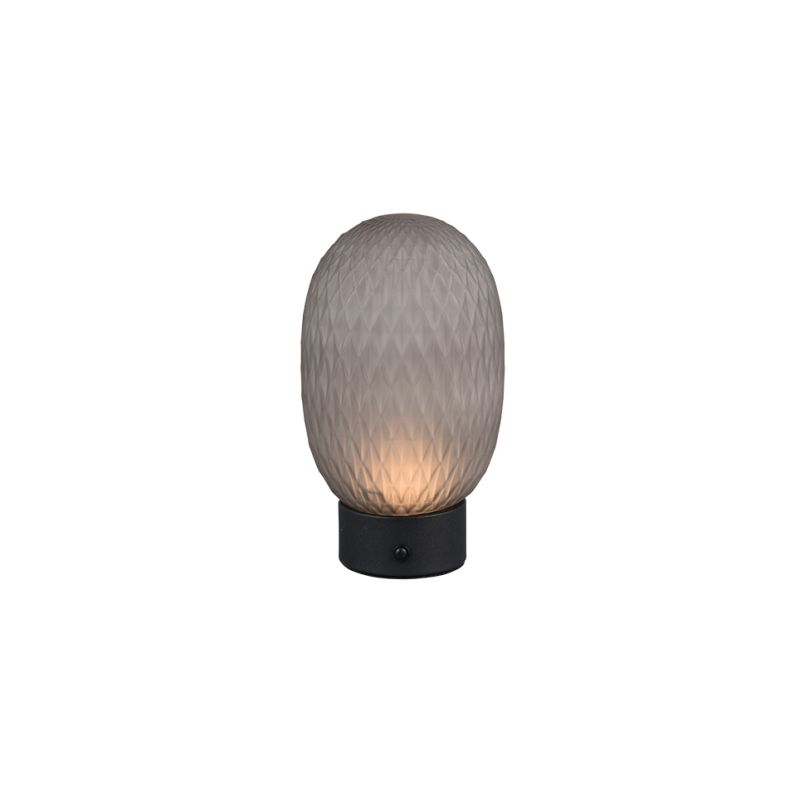- Facette - Rechargeable Matt Black LED Table Lamp with Decorative Smoked Glass Trio-564210154 - Facette - Rechargeable Matt Black LED Table Lamp with Decorative Smoked Glass