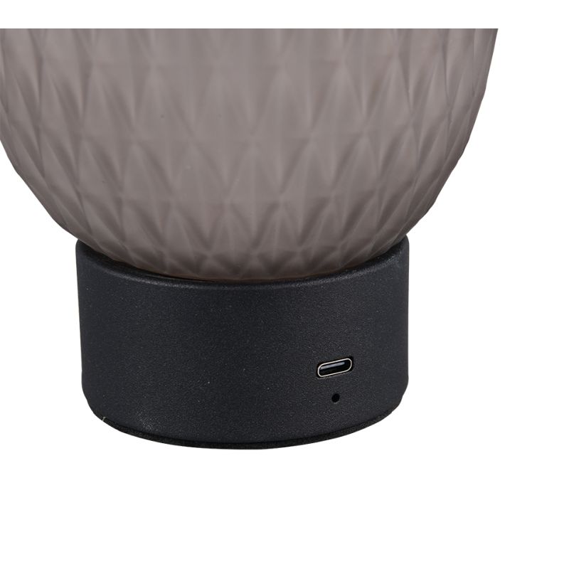 - Facette - Rechargeable Matt Black LED Table Lamp with Decorative Smoked Glass Trio-564210154 - Facette - Rechargeable Matt Black LED Table Lamp with Decorative Smoked Glass