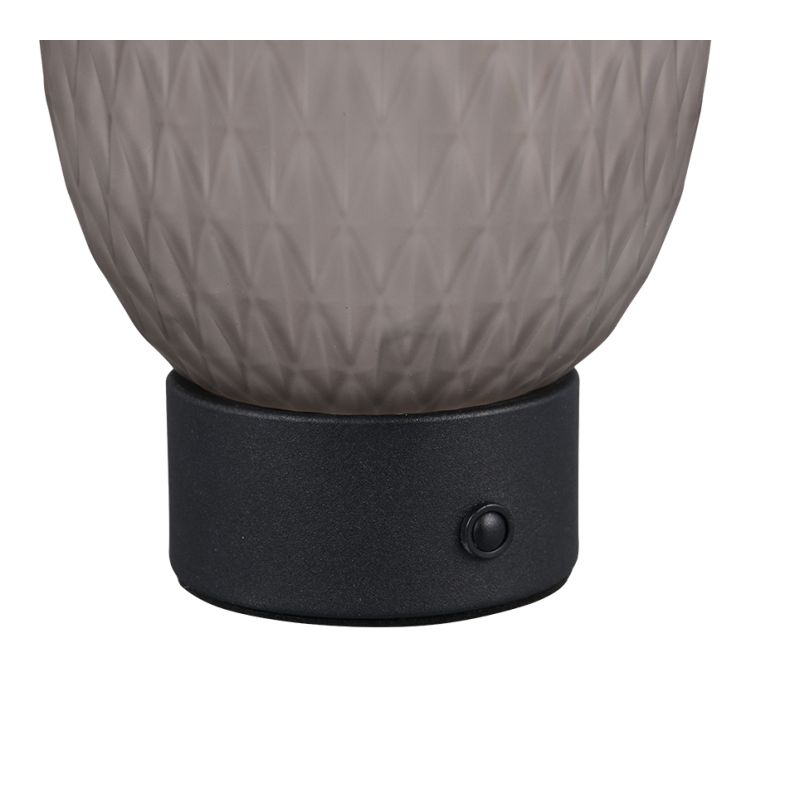 - Facette - Rechargeable Matt Black LED Table Lamp with Decorative Smoked Glass Trio-564210154 - Facette - Rechargeable Matt Black LED Table Lamp with Decorative Smoked Glass