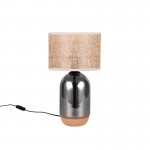 Tara - Cork & Smoked Glass Table Lamp with Natural Straw