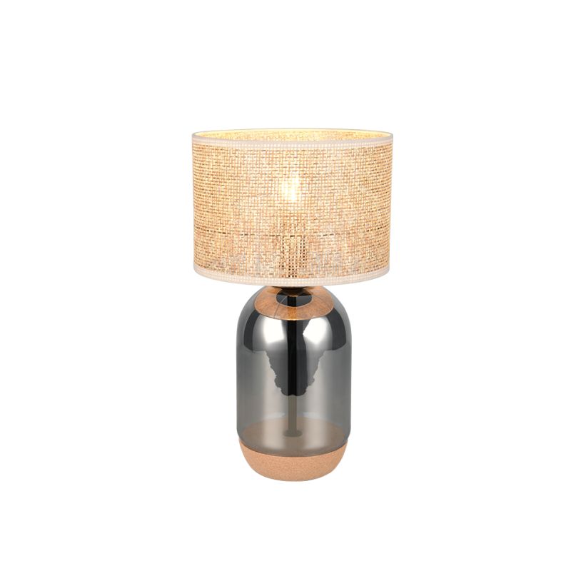 - Tara - Cork & Smoked Glass Table Lamp with Natural Straw Trio-564990157 - Tara - Cork & Smoked Glass Table Lamp with Natural Straw