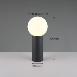 Mures - Anthracite Post with White Glass IP44