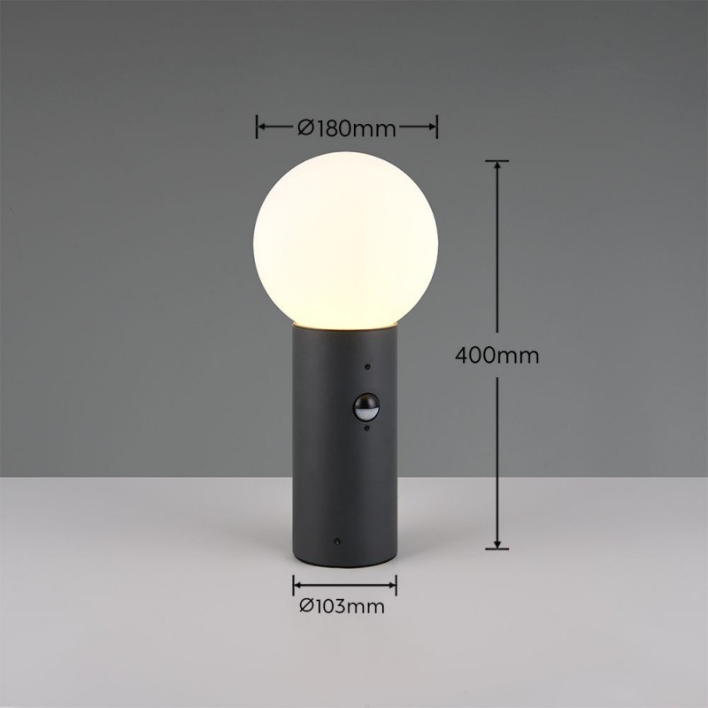 Trio-569869142 - Mures - Anthracite PIR Post with White Glass IP44