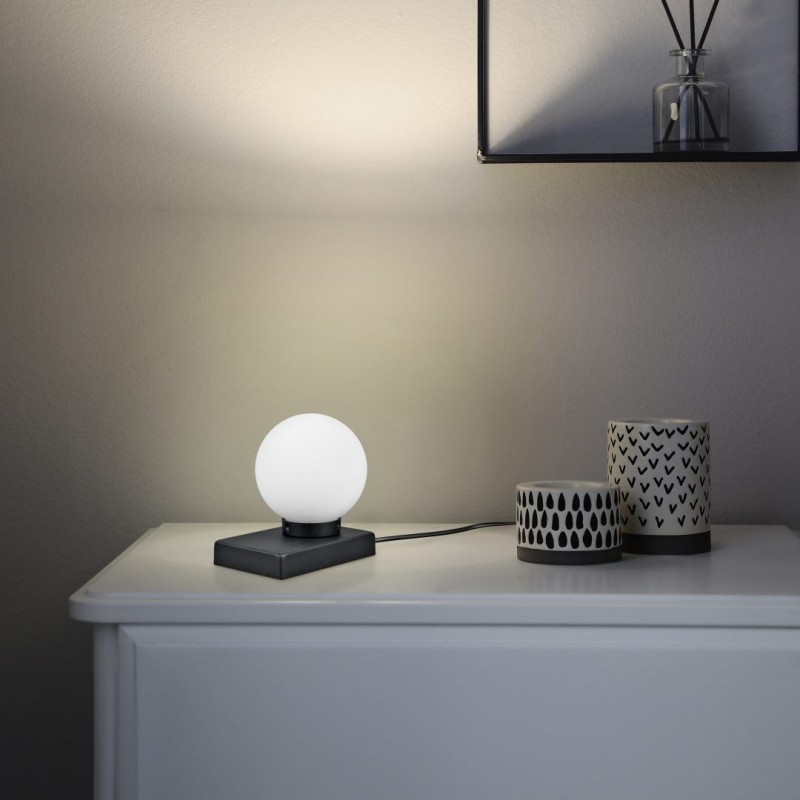 - Davi II - Matt Black Table Lamp with White Glass Trio-590100132 - Davi II - Matt Black Table Lamp with White Glass