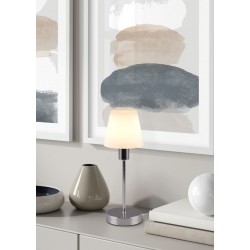 Luis II - Chrome Table Lamp with Opal White Glass Luis II - Chrome Table Lamp with Opal White Glass