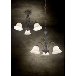 Rustica - Rustic 3 Light Semi Flush with White Glass