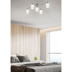 Garda - Matt Nickel 5 Light Ceiling Lamp with White Shade Garda - Matt Nickel 5 Light Ceiling Lamp with White Shade