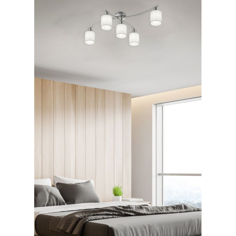 - Garda - Matt Nickel 5 Light Ceiling Lamp with White Shade Trio-605400501 - Garda - Matt Nickel 5 Light Ceiling Lamp with White Shade