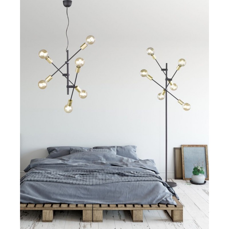 - Cross - Black & Gold 6 Light Ceiling Lamp Trio-606700632 - Cross - Black & Gold 6 Light Ceiling Lamp