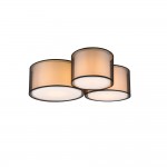Burton - White & Transparent Black 3 Light Flush