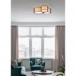Burton - White & Transparent Black 3 Light Flush