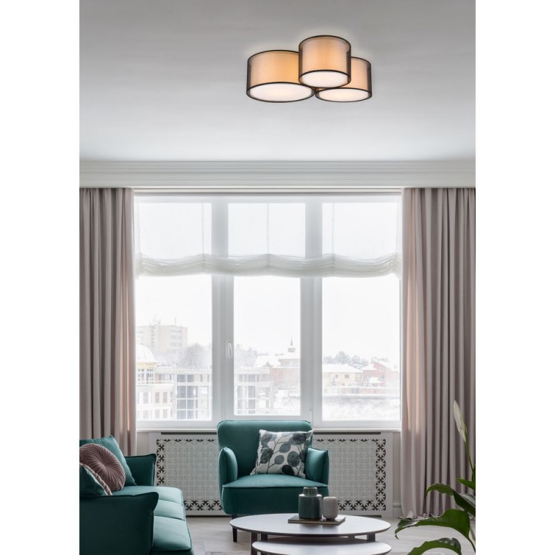 Trio-611490332 - Burton - White & Transparent Black 3 Light Flush