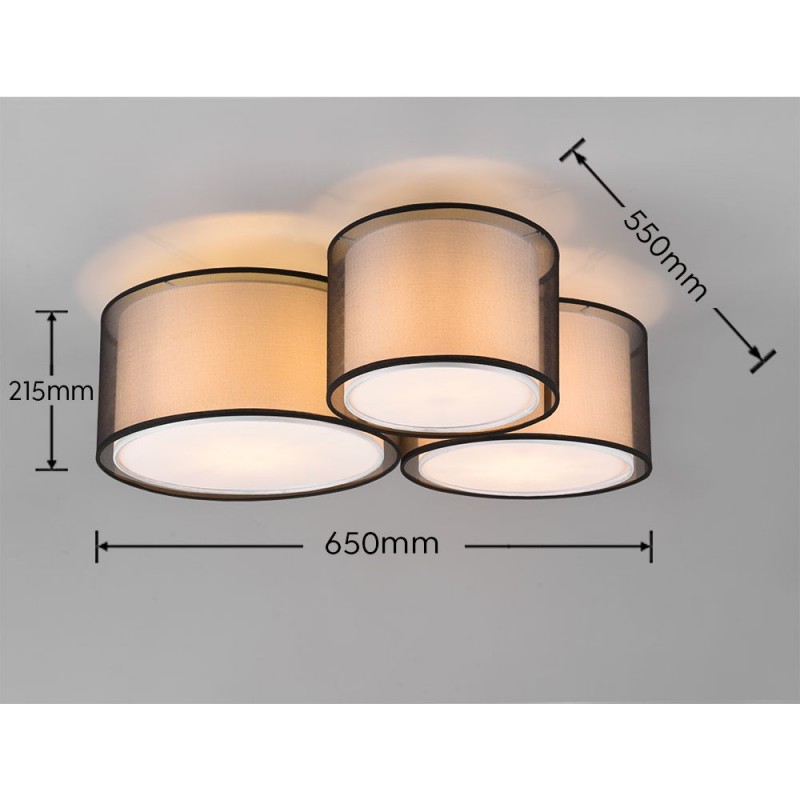 Trio-611490332 - Burton - White & Transparent Black 3 Light Flush