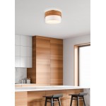 Seasons - Wooden Semi Flush with White Fabric Shade Ø 30 cm