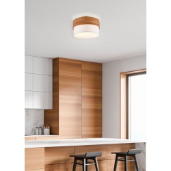 Seasons - Wooden Semi Flush with White Fabric Shade Ø 30 cm Seasons - Wooden Semi Flush with White Fabric Shade Ø 30 cm
