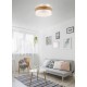 Trio-611500301 - Seasons - Wooden Semi Flush with White Fabric Shade Ø 50 cm