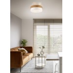 Seasons - Wooden Semi Flush with White Fabric Shade Ø 50 cm