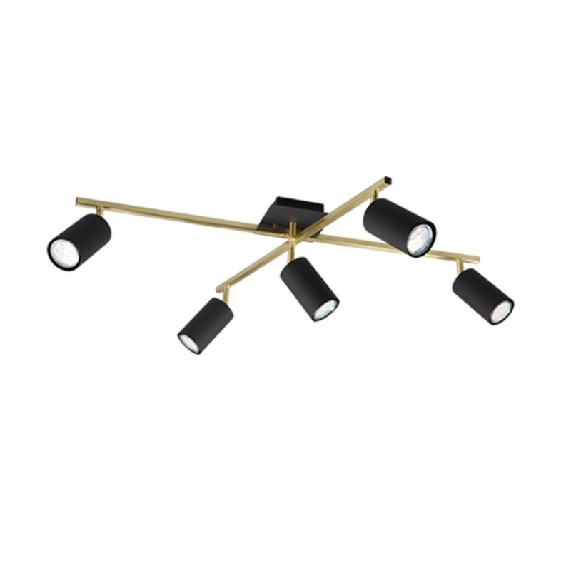 - Marley - Matt Black & Gold 5 Spotlights Trio-612400580 - Marley - Matt Black & Gold 5 Spotlights