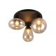 - Lumina - Matt Black 3 Light Semi Flush with Amber Glass Trio-617030313 - Lumina - Matt Black 3 Light Semi Flush with Amber Glass