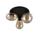 - Lumina - Matt Black 3 Light Semi Flush with Amber Glass Trio-617030313 - Lumina - Matt Black 3 Light Semi Flush with Amber Glass