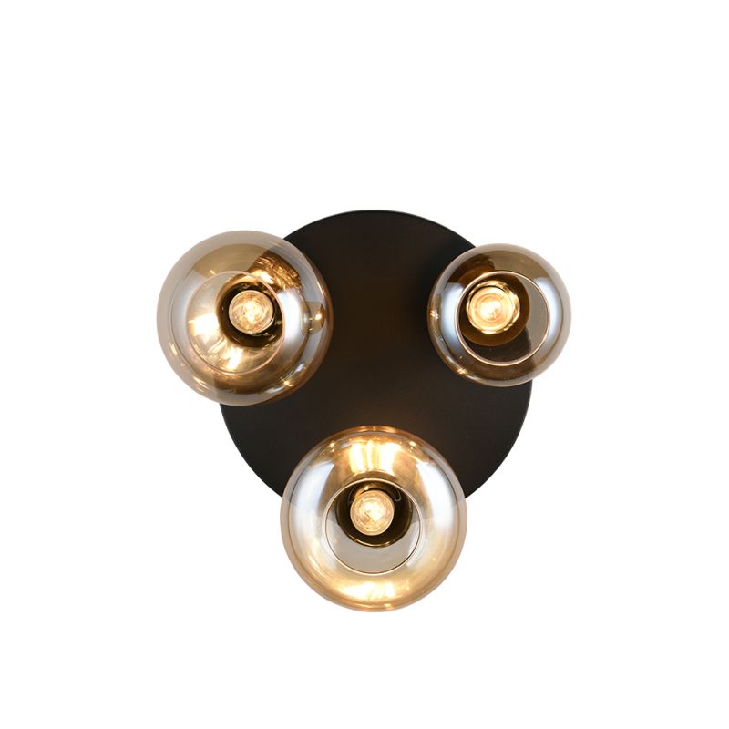 - Lumina - Matt Black 3 Light Semi Flush with Amber Glass Trio-617030313 - Lumina - Matt Black 3 Light Semi Flush with Amber Glass
