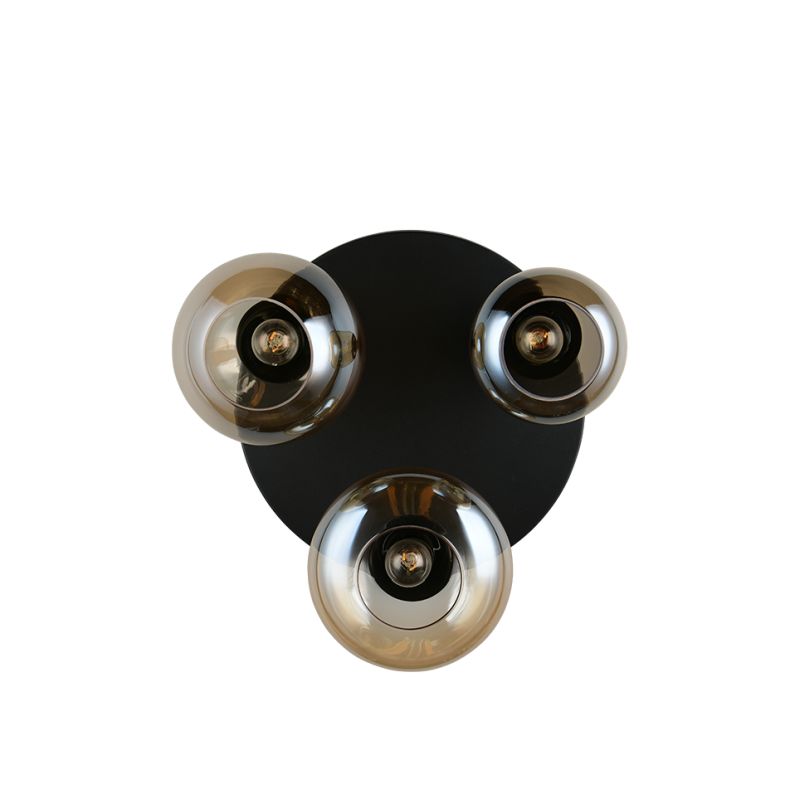 - Lumina - Matt Black 3 Light Semi Flush with Amber Glass Trio-617030313 - Lumina - Matt Black 3 Light Semi Flush with Amber Glass