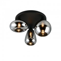Lumina - Matt Black 3 Light Semi Flush with Mirrored Smoked Glass Lumina - Matt Black 3 Light Semi Flush with Mirrored Smoked Glass
